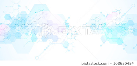 Modern science or technology abstract background using hexagonal shapes. 108680484