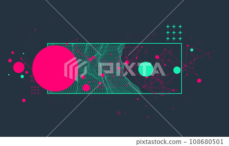 Modern science or technology elements in square. Trendy abstract background. Surface illustration. Hand drawn vector art 108680501