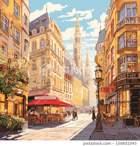 Bustling and Vibrant Vienna Street Scene 108681043