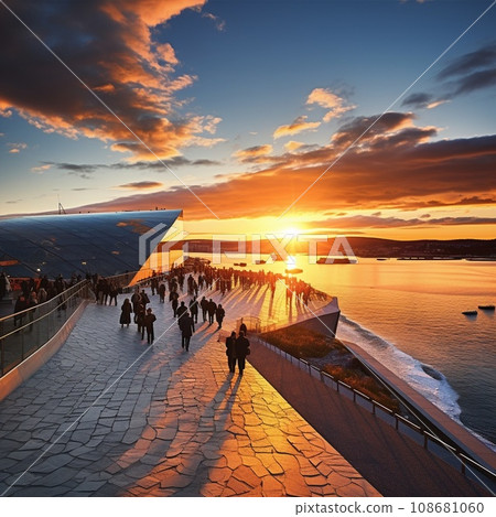 Breathtaking panoramic view of Oslo at sunset Breathtaking panoramic view of Oslo at sunset 108681060