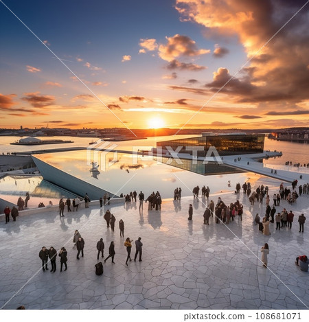 Breathtaking panoramic view of Oslo at sunset Breathtaking panoramic view of Oslo at sunset 108681071