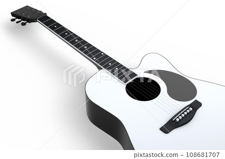 Close-up of acoustic guitar isolated on white background. 108681707
