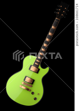 Close-up of Electric acoustic guitar isolated on black background. Close-up of Electric acoustic guitar isolated on black background. 108681714