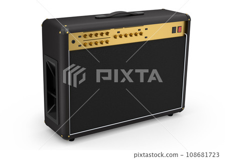 Classical electric and acoustic guitar amplifier isolated on white background. 108681723
