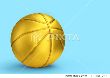 Gold basketball ball isolated on blue background Gold basketball ball isolated on blue background 108681756