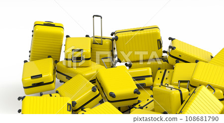 Pile of suitcase or baggages isolated on white background. 108681790