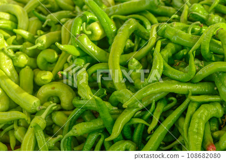 fresh green peppers at the market on the island of Cyprus in autumn fresh green peppers at the market on the island of Cyprus in autumn 108682080