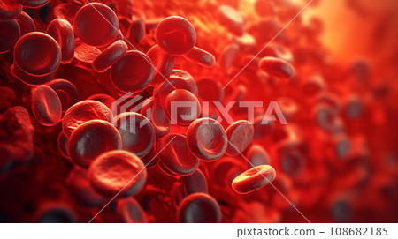 Image of red blood cells in the flows in the veins. 108682185