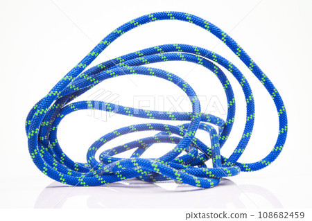 durable colored rope for climbing equipment on a white background durable colored rope for climbing equipment on a white background 108682459
