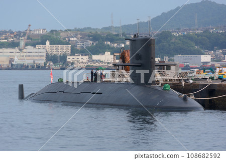 Maritime Self-Defense Force training submarine Asashio at anchor Maritime Self-Defense Force training submarine Asashio at anchor 108682592