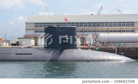 Maritime Self-Defense Force training submarine Asashio at anchor Maritime Self-Defense Force training submarine Asashio at anchor 108682598