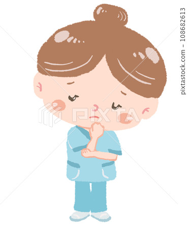 治療師全身站立，困擾的姿勢 108682613