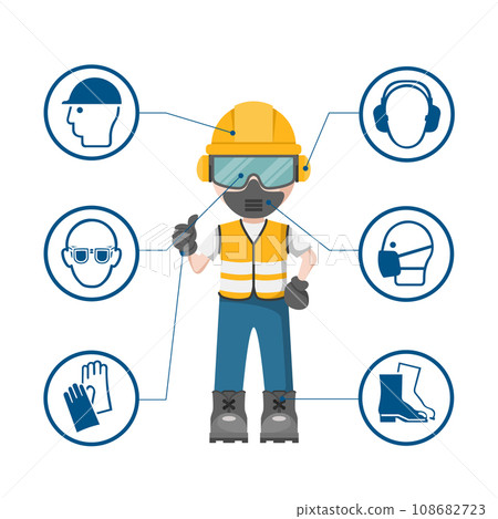 Person design with your personal protection equipment and industrial safety icons 108682723