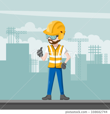 Construction worker with his full personal protective equipment Construction worker with his full personal protective equipment 108682744