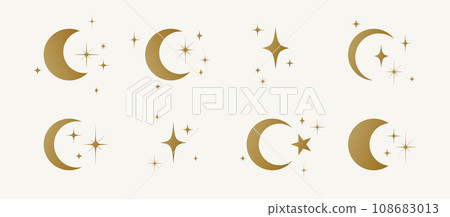 Half moon with stars set 108683013