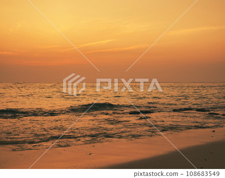 Beautiful coastal sunset. Yomitan Village, Okinawa Prefecture. Beautiful coastal sunset. Yomitan Village, Okinawa Prefecture. 108683549