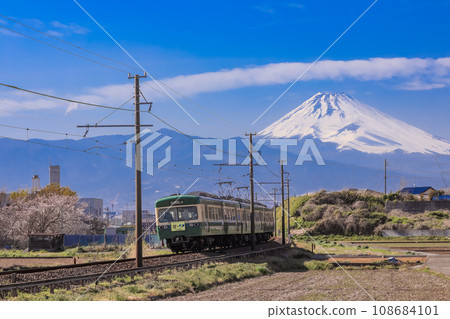 (Shizuoka Prefecture) Izu Hakone Railway Sunzu Line and Mt. Fuji (cherry blossom season) (Shizuoka Prefecture) Izu Hakone Railway Sunzu Line and Mt. Fuji (cherry blossom season) 108684101