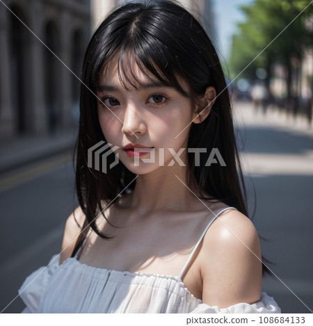 young woman looking at the city young woman looking at the city 108684133