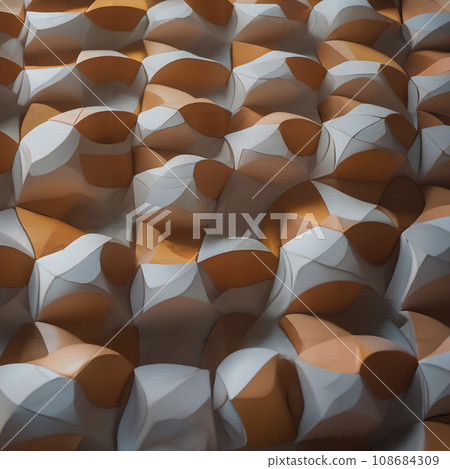 A close-up of a white and orange abstract surface. 108684309