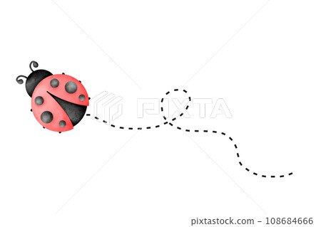 Watercolor ladybug dotted line Watercolor ladybug dotted line 108684666
