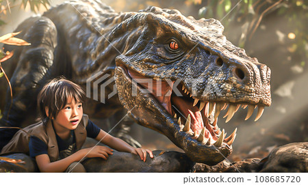 Image of boy and tyrannosaurus1-8 108685720