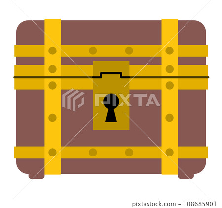 Illustration of a sturdy treasure chest where gold and silver gold and treasures are stored 108685901