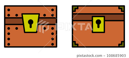 Illustration of a sturdy treasure chest where gold and silver gold and treasures are stored 108685903