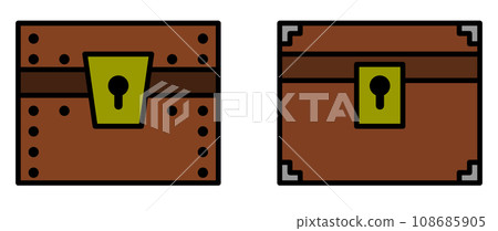 存放金銀黃金和寶藏的堅固寶箱的插圖 存放金銀黃金和寶藏的堅固寶箱的插圖 108685905