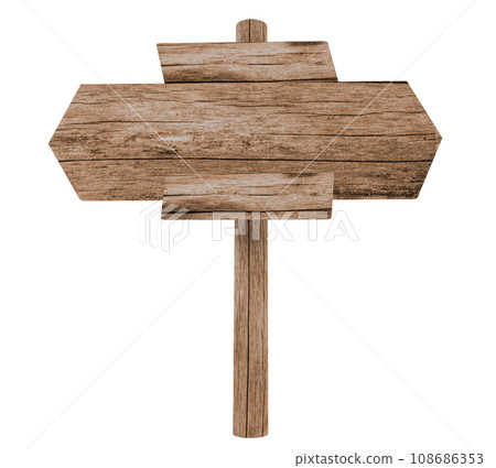 wooden sign isolated on white background 108686353