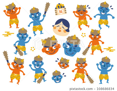 節分岡龜和紅鬼/青鬼插畫全身變異 108686834