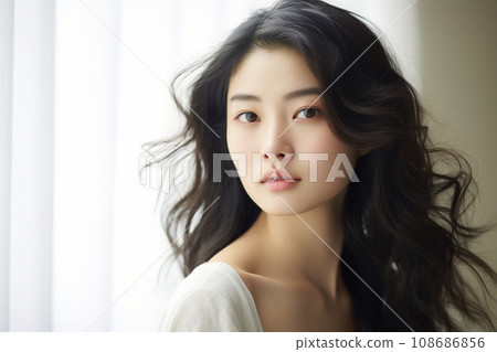 Portrait of Innocence woman. AI-generated content 108686856