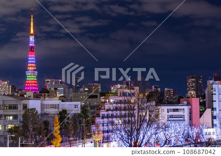Illuminations and Tokyo Tower Tokyo night view Illuminations and Tokyo Tower Tokyo night view 108687042
