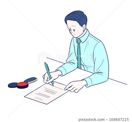 man filling out documents 108687225