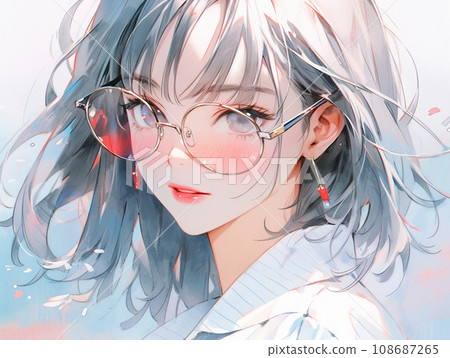 stylish girl wearing glasses 108687265
