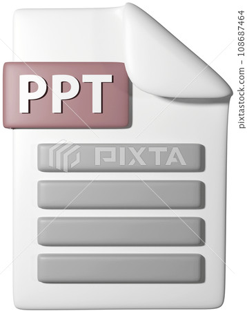 3D icon illustration of '.PPT file icon' 3D icon illustration of '.PPT file icon' 108687464