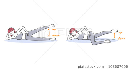 Stretching poses to strengthen your thighs while lying on your side Stretching poses to strengthen your thighs while lying on your side 108687606