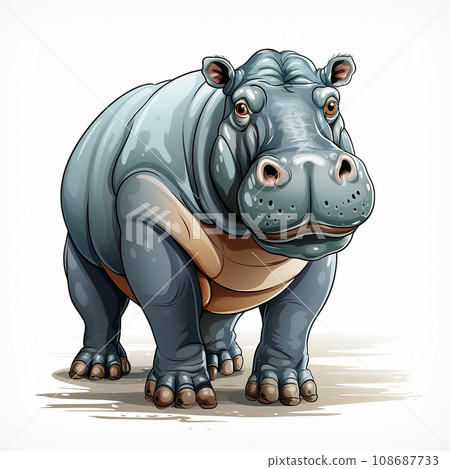 Playful Blue Hippo with a Gentle Gaze and Charming Smile. AI generation Playful Blue Hippo with a Gentle Gaze and Charming Smile. AI generation 108687733