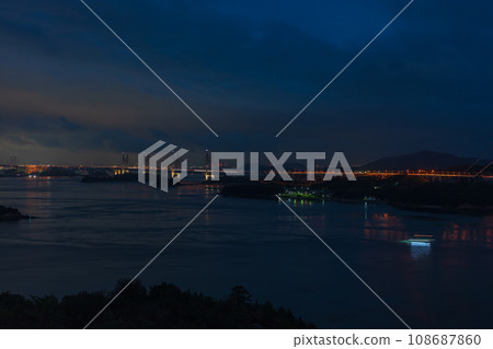 Beautiful night view of Seto Ohashi Bridge in Kurashiki City, Okayama Prefecture, Japan Beautiful night view of Seto Ohashi Bridge in Kurashiki City, Okayama Prefecture, Japan 108687860