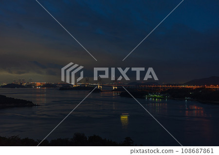 Beautiful night view of Seto Ohashi Bridge in Kurashiki City, Okayama Prefecture, Japan Beautiful night view of Seto Ohashi Bridge in Kurashiki City, Okayama Prefecture, Japan 108687861