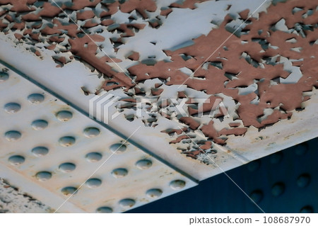 Image of peeled paint film (road bridge) Image of peeled paint film (road bridge) 108687970