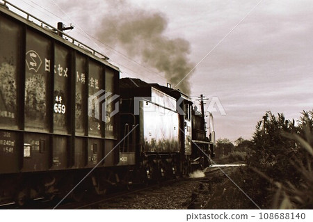 Kawagoe Line 9600 steam locomotive-hauled freight train before electrification in 1964, Saitama Prefecture 108688140
