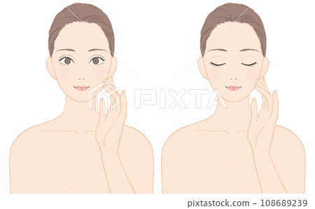 Woman doing skin care facial expression set 108689239