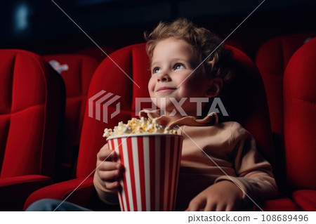 Photo of Cute kid watching movie in a cinema 108689496