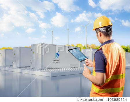 Engineer control energy storage system with tablet 108689534