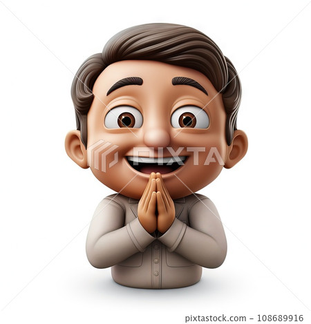hyper realistic, Smiling Face with Folded Hands Praying Hands emoji illustration white background hyper realistic, Smiling Face with Folded Hands Praying Hands emoji illustration white background 108689916