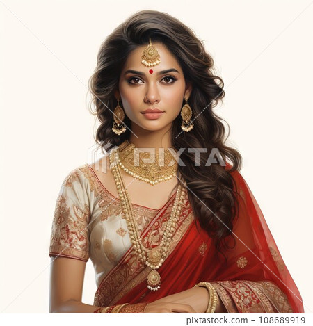 hyper realistic , Traditional Dress-Up, white background hyper realistic , Traditional Dress-Up, white background 108689919