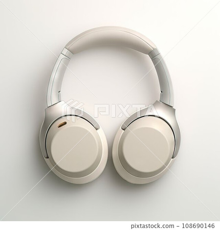 Close-up of gray wireless headphones isolated on white background AI generation Close-up of gray wireless headphones isolated on white background AI generation 108690146