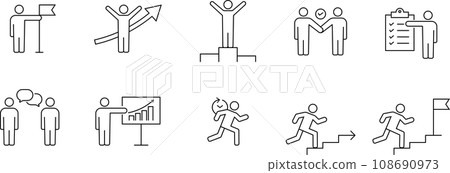 Business-related line drawing pictogram set Business-related line drawing pictogram set 108690973