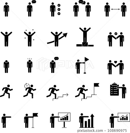 各種姿勢和圖示輪廓的象形圖集 各種姿勢和圖示輪廓的象形圖集 108690975