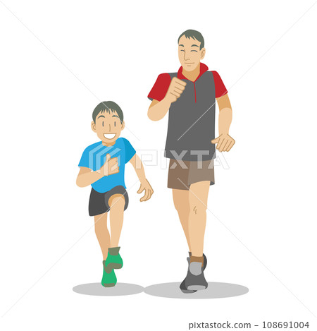 家長和孩子享受跑步的樂趣 家長和孩子享受跑步的樂趣 108691004